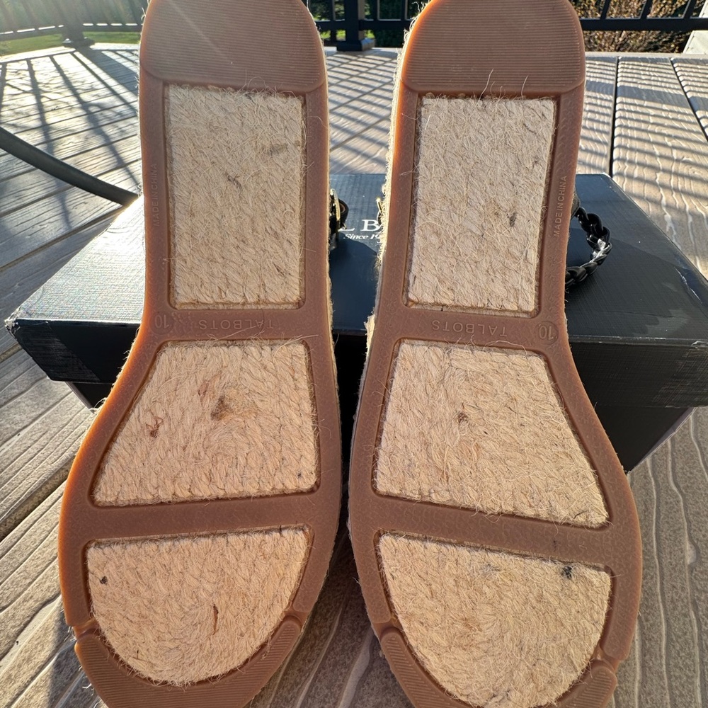 Talbots Black & White Floral Pattern Espadrille Sandals Size 10 ~ New in Box!!🖤🤍 - Picture 5 of 8
